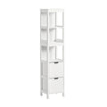 Bathroom Tall Cabinet with Shelves & Drawers, Slim MDF Storage Unit